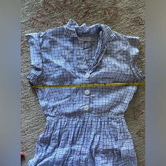 Christy Dawn Piper Dress Linen White Blue Plaid Midi M - Picture 10 of 10